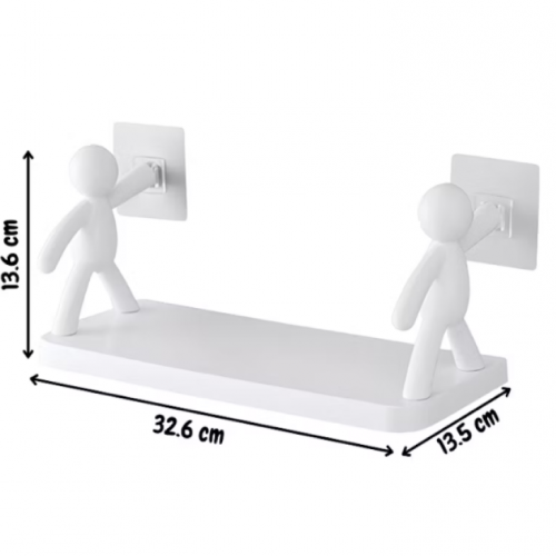 Estante de Pared con Figuras Humanoides - Blanco (32.6 cm x 13.5 cm)