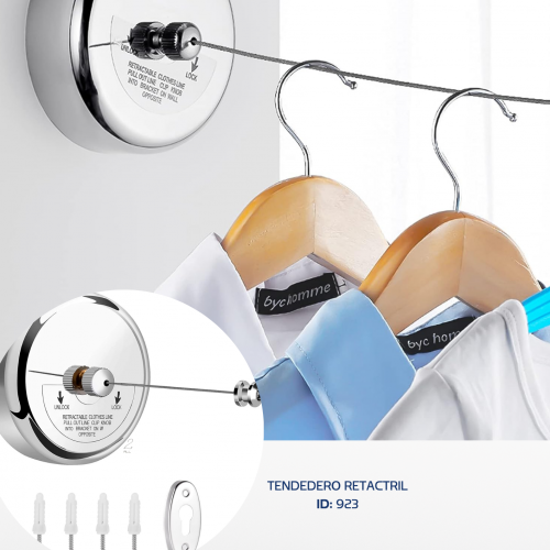 Tendero Retráctil de Pared (Acero Inoxidable)