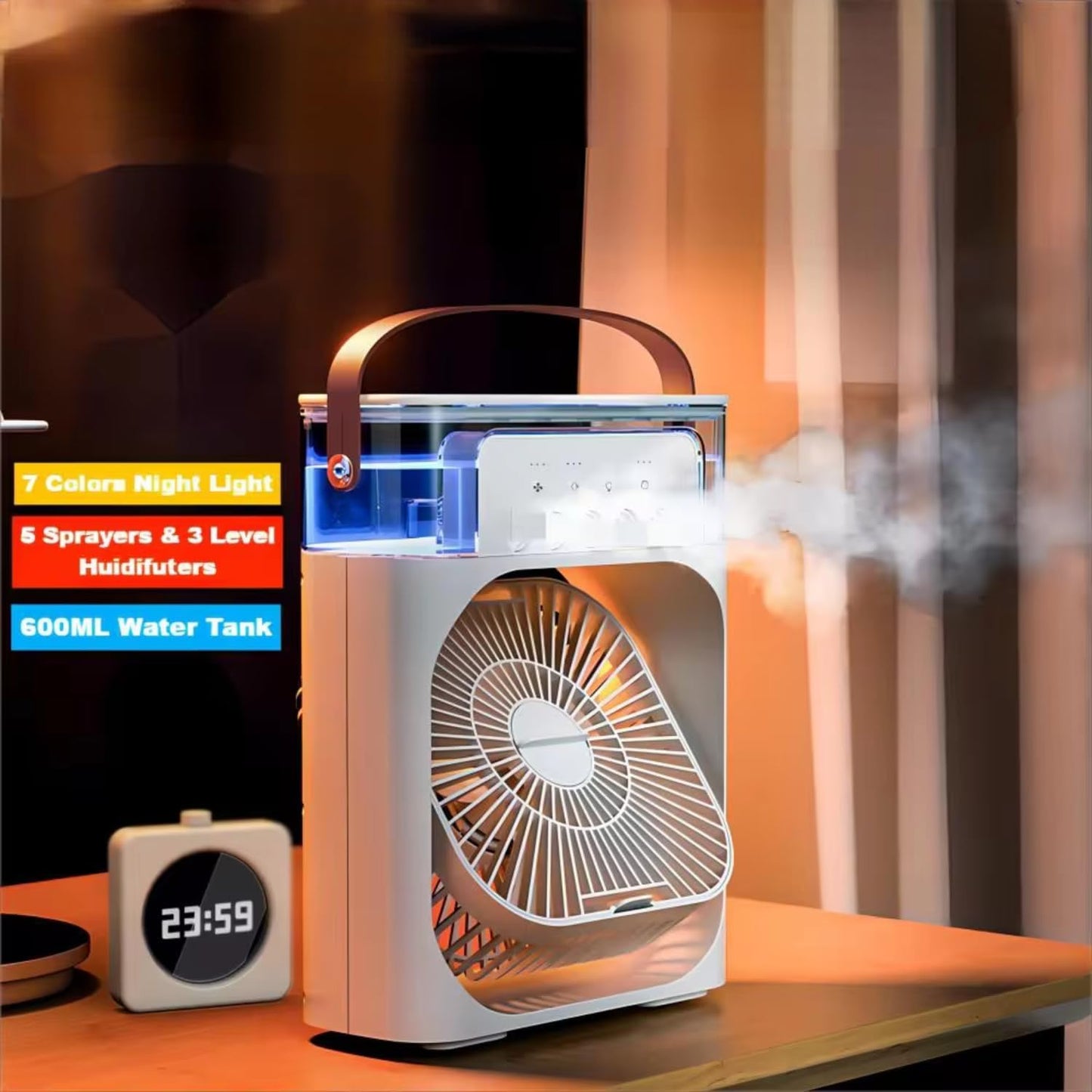Abanico Mini Ventilador de Aire con Humidificador