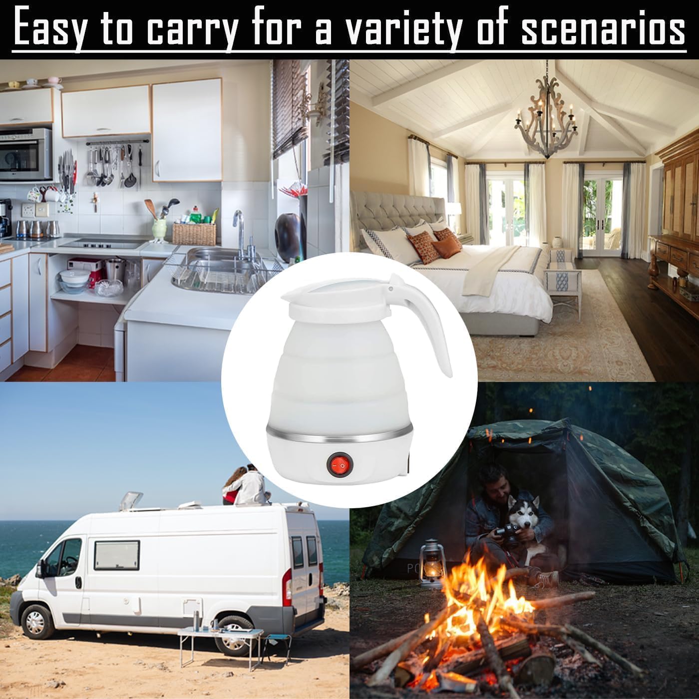 Hervidor Eléctrico Plegable - ¡Ideal para viajes con diseño compacto!