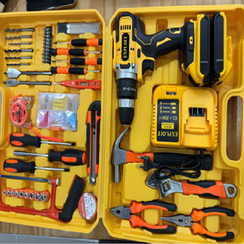 Set de Taladro 21V con 2 Baterías – 24 Piezas Amarillo Exploit
