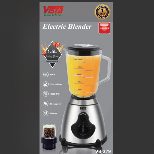 Licuadora Vista VB-279 con Vaso de Cristal - 1.5L