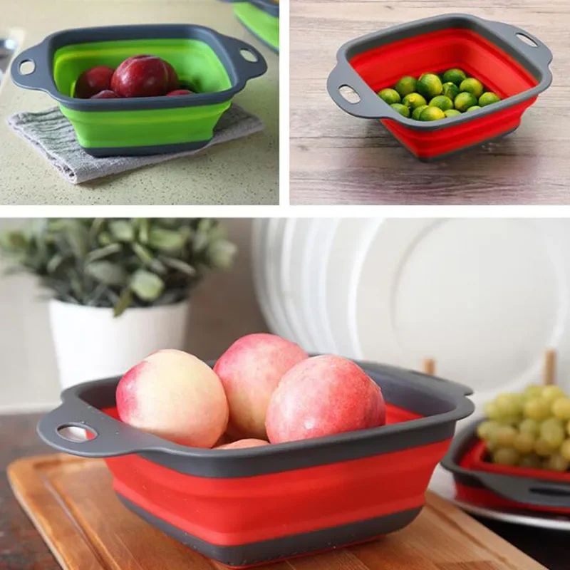 Set de Colador Plegable de Silicona para Cocina