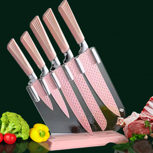 Set de Cuchillos 5 Piezas con Base Acrílica – Precisión y Elegancia en tu Cocina