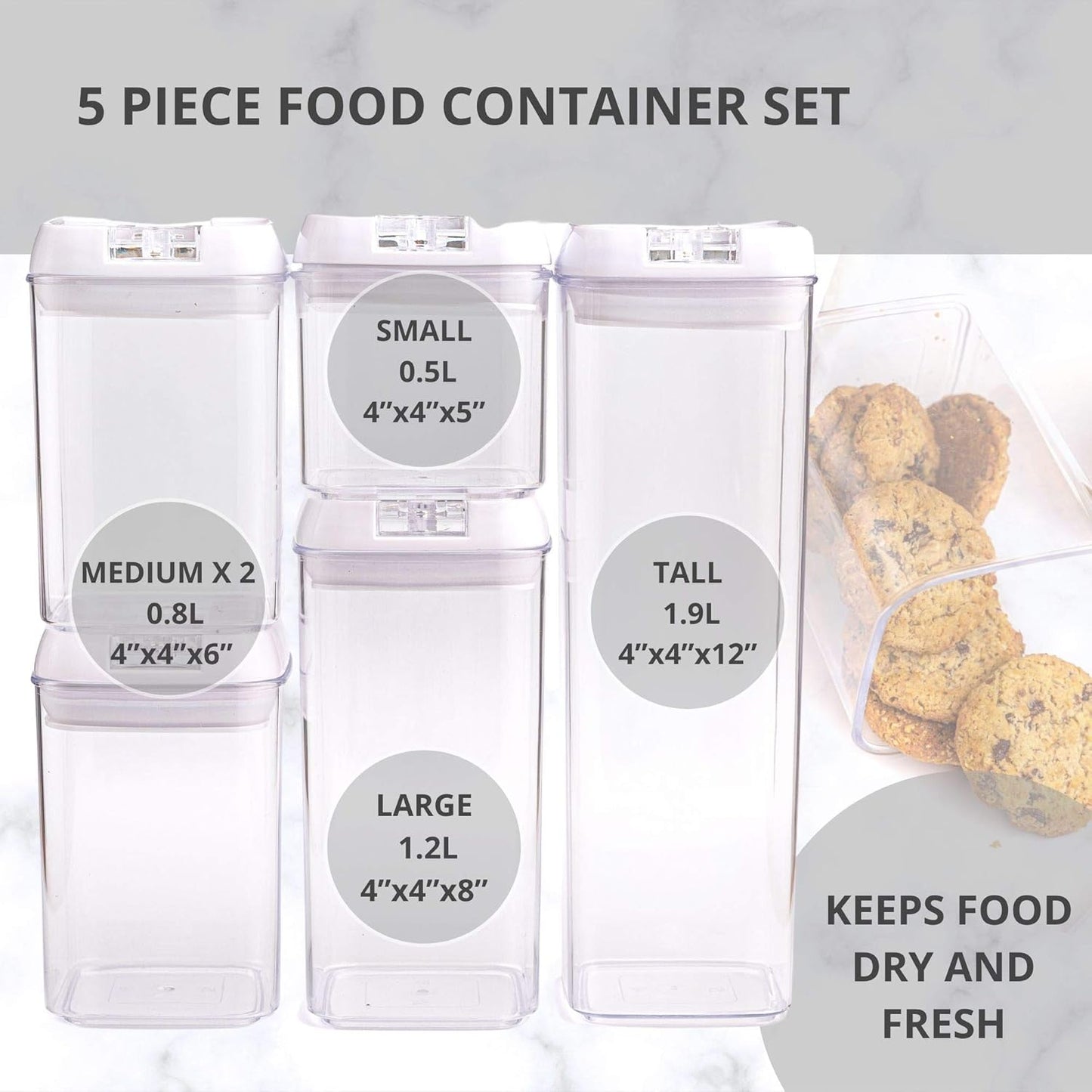 Juego de 5 Recipientes Hermeticos para Alimentos