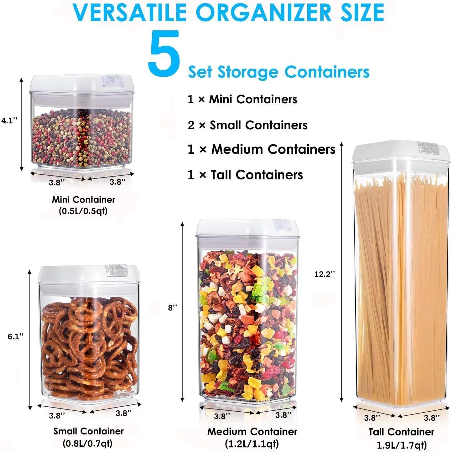 Juego de 5 Recipientes Hermeticos para Alimentos