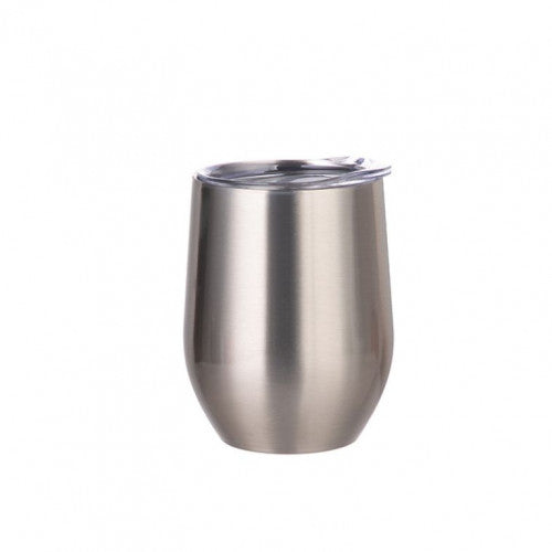 Taza Plateada con Tapa 350 ml para Sublimacion