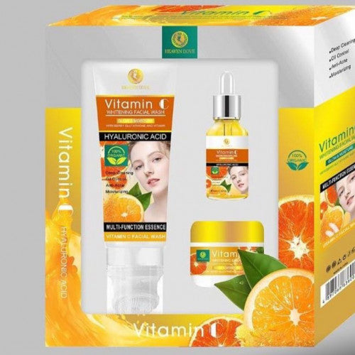 Kit de Cuidado de la Piel con Acido Hialuronico y Vitamina C (Jabon, Tonico y Crema)