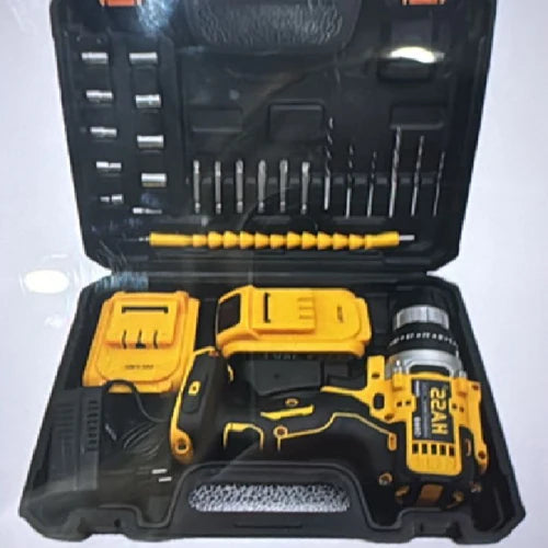 Set de Taladro 21V con 2 Baterías – 26 Piezas Amarillo Hass