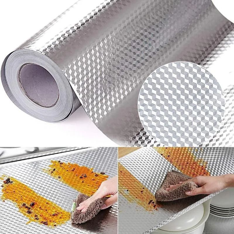Rollo de Papel de Aluminio Adhesivo para Cocina – 60 cm x 3 m, Corrugado