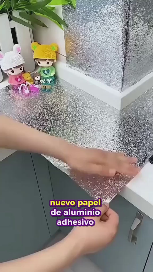 Rollo de Papel de Aluminio Adhesivo para Cocina – 60 cm x 3 m, Corrugado